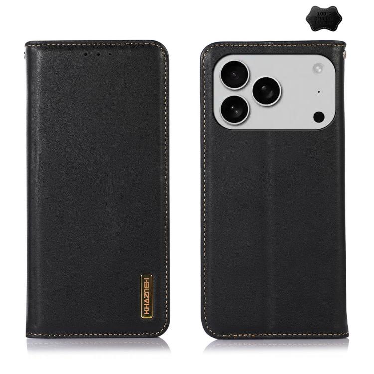 For iPhone 17 Pro KHAZNEH Nappa Top Layer Cowhide Leather Phone Case(Black) - free shipping - PMc TechLife - Order now!