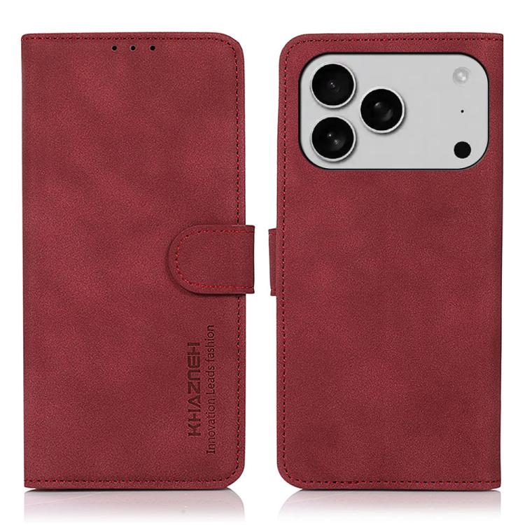 For iPhone 17 Pro KHAZNEH Matte Texture Leather Phone Case(Red) - free shipping - PMc TechLife - Order now!