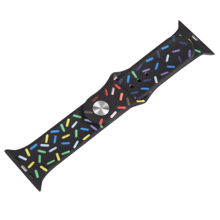 Rainbow Raindrops Silicone Watch Band For Apple Watch 9 45mm(Black) - Watch Bands by PMC TechLife | Online Shopping South Africa | PMC TechLife