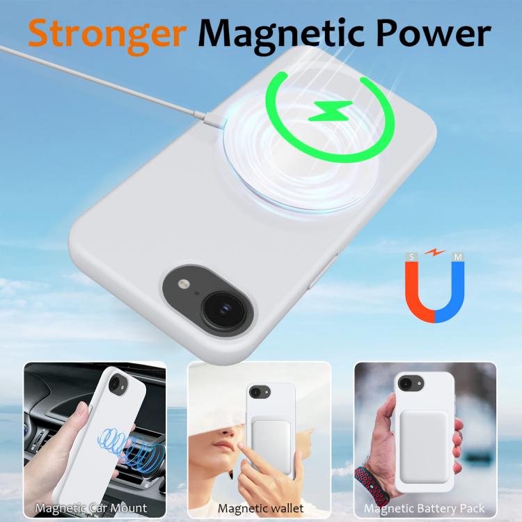 For iPhone 16e Shockproof Silicone Magsafe Phone Case(White) - iPhone 16e Cases by PMC TechLife | Online Shopping South Africa | PMC TechLife | Buy Now Pay Later Mobicred