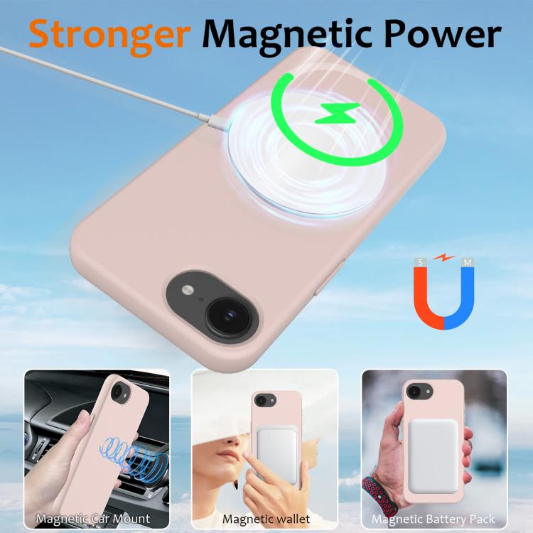 For iPhone 16e Shockproof Silicone Magsafe Phone Case(Sand Pink) - iPhone 16e Cases by PMC TechLife | Online Shopping South Africa | PMC TechLife | Buy Now Pay Later Mobicred