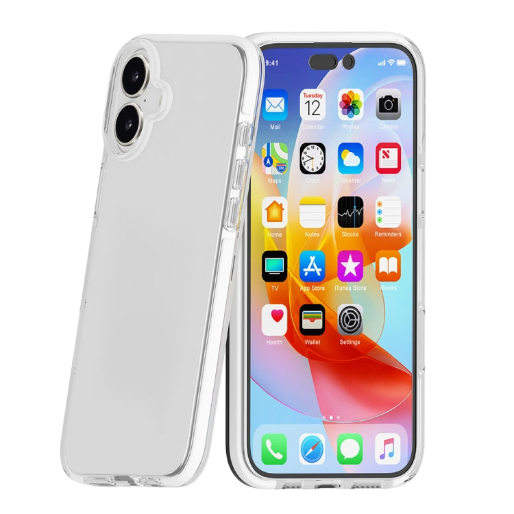 For iPhone 16 Plus Two-color Shockproof High Transparency TPU Phone Case(White) - iPhone 16 Plus Cases by PMC Jewellery | Online Shopping South Africa | PMC Jewellery | Buy Now Pay Later Mobicred