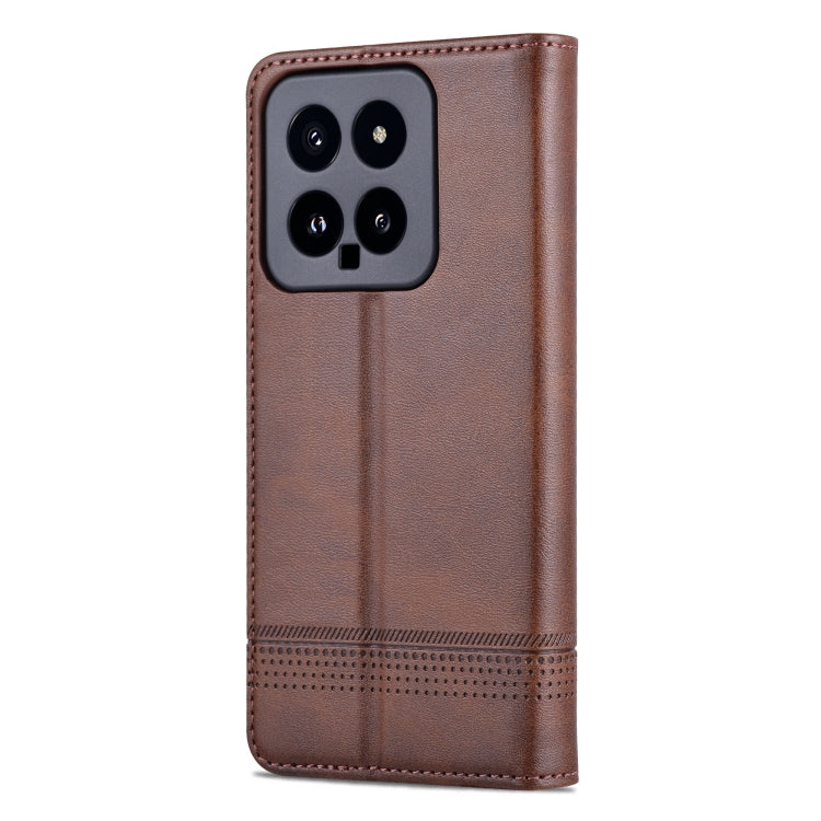 For Xiaomi 14 AZNS Magnetic Calf Texture Flip Leather Phone Case(Dark Brown) - 14 Cases by AZNS | Online Shopping South Africa | PMC Jewellery | Buy Now Pay Later Mobicred