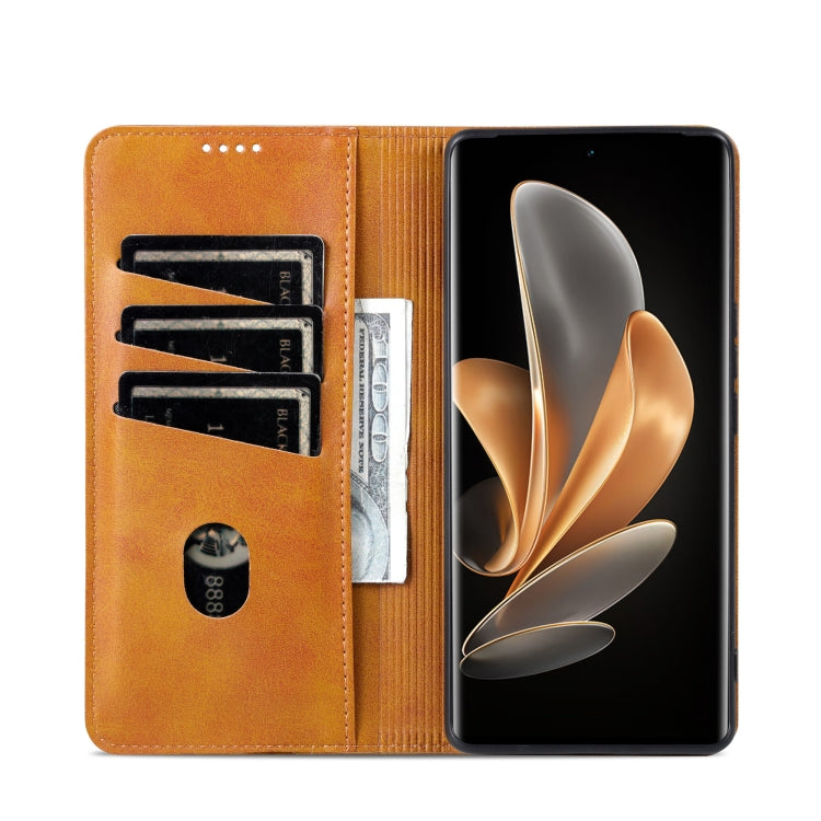 For Xiaomi 14 Ultra AZNS Magnetic Calf Texture Flip Leather Phone Case(Light Brown) - 14 Ultra Cases by AZNS | Online Shopping South Africa | PMC Jewellery | Buy Now Pay Later Mobicred