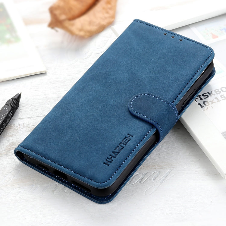 For iPhone 16e KHAZNEH Retro Texture Leather Phone Case(Blue) - iPhone 16e Cases by PMC TechLife | Online Shopping South Africa | PMC TechLife | Buy Now Pay Later Mobicred