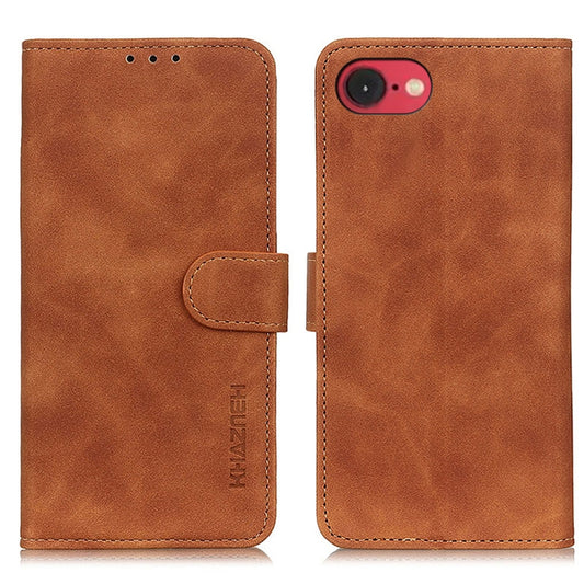 For iPhone 16e KHAZNEH Retro Texture Leather Phone Case(Brown) - iPhone 16e Cases by PMC Jewellery | Online Shopping South Africa | PMC Jewellery | Buy Now Pay Later Mobicred