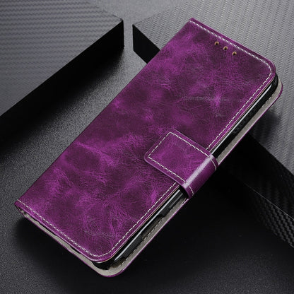 For iPhone 16 Plus Retro Crazy Horse Texture Horizontal Flip Leather Phone Case(Purple) - iPhone 16 Plus Cases by PMC Jewellery | Online Shopping South Africa | PMC Jewellery | Buy Now Pay Later Mobicred