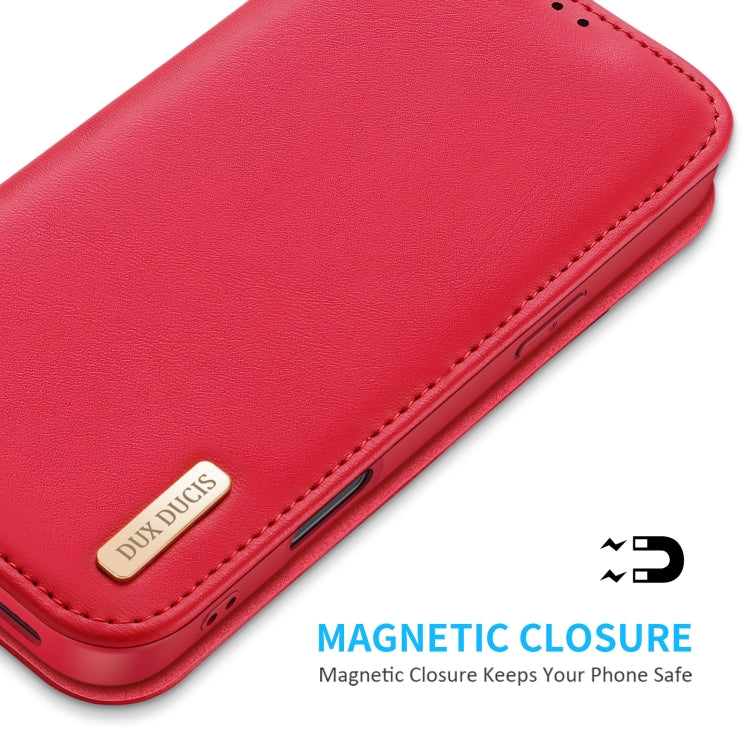 For iPhone 16 Pro Max DUX DUCIS Hivo Series Cowhide + PU + TPU Flip Phone Case(Red) - iPhone 16 Pro Max Cases by DUX DUCIS | Online Shopping South Africa | PMC Jewellery | Buy Now Pay Later Mobicred