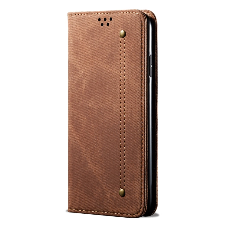 For vivo X100 Pro Denim Texture Flip Leather Phone Case(Brown) - vivo Tempered Glass by imak | Online Shopping South Africa | PMC TechLife | Buy Now Pay Later Mobicred
