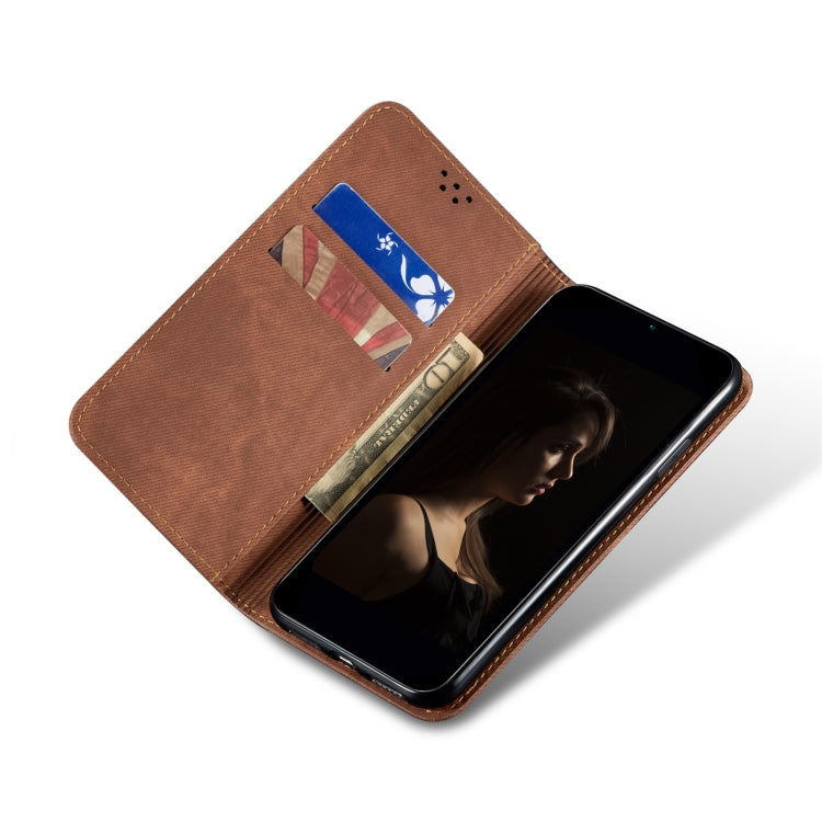 For vivo X100 Pro Denim Texture Flip Leather Phone Case(Brown) - vivo Tempered Glass by imak | Online Shopping South Africa | PMC TechLife | Buy Now Pay Later Mobicred
