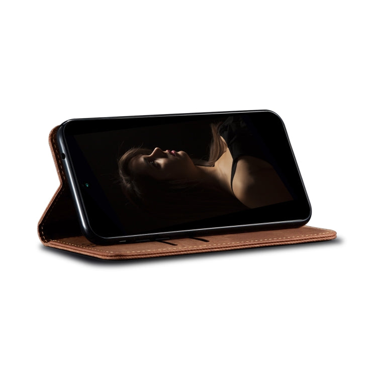 For vivo X100 Pro Denim Texture Flip Leather Phone Case(Brown) - vivo Tempered Glass by imak | Online Shopping South Africa | PMC TechLife | Buy Now Pay Later Mobicred