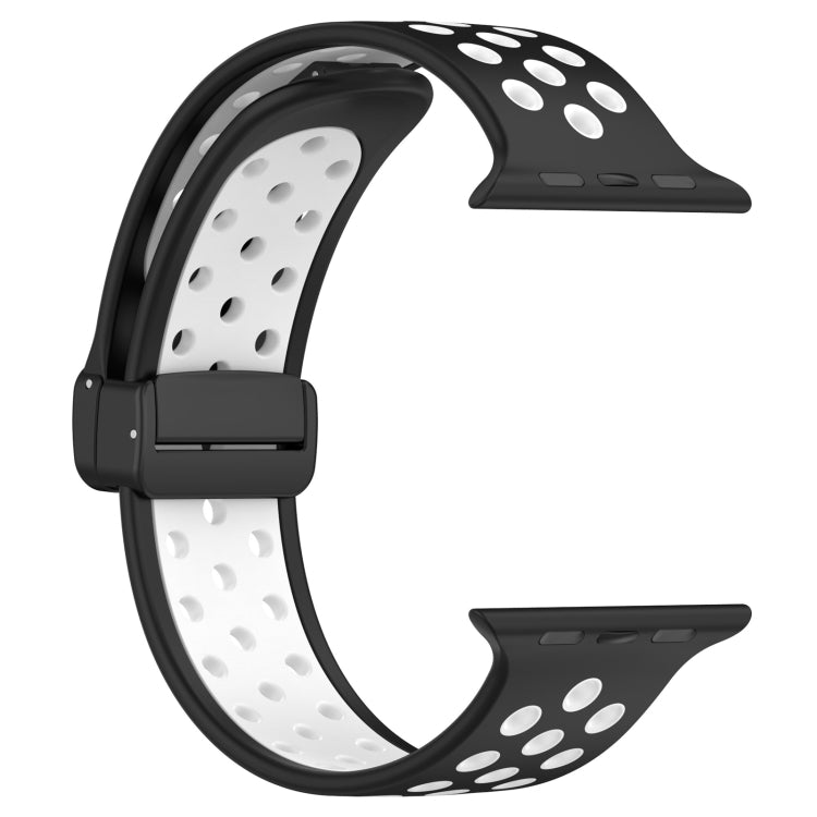 For Apple Watch SE 2023 40mm Magnetic Buckle Silicone Watch Band(Black White) - Watch Bands by PMC Jewellery | Online Shopping South Africa | PMC Jewellery