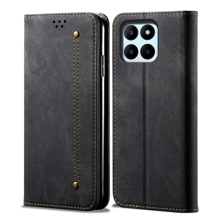 For Honor X6A Denim Texture Flip Leather Phone Case(Black) - Honor Cases by PMC TechLife | Online Shopping South Africa | PMC TechLife | Buy Now Pay Later Mobicred