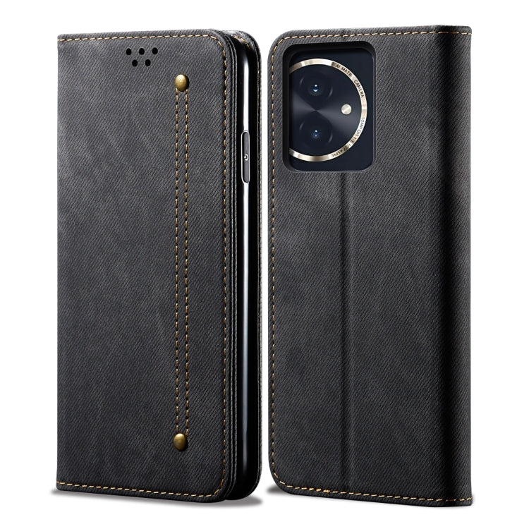 For Honor 100 Denim Texture Flip Leather Phone Case(Black) - Honor Cases by PMC TechLife | Online Shopping South Africa | PMC TechLife | Buy Now Pay Later Mobicred