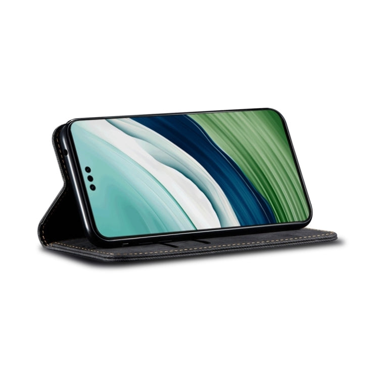 For Honor 100 Denim Texture Flip Leather Phone Case(Black) - Honor Cases by PMC TechLife | Online Shopping South Africa | PMC TechLife | Buy Now Pay Later Mobicred
