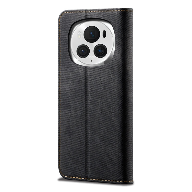 For Honor Magic6 Denim Texture Flip Leather Phone Case(Black) - Honor Cases by PMC TechLife | Online Shopping South Africa | PMC TechLife | Buy Now Pay Later Mobicred