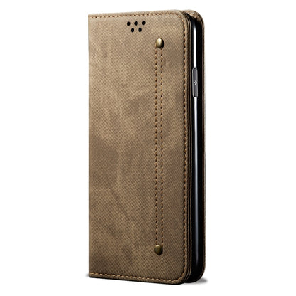 For Honor Magic6 Pro Denim Texture Flip Leather Phone Case(Khaki) - Honor Cases by PMC Jewellery | Online Shopping South Africa | PMC Jewellery | Buy Now Pay Later Mobicred