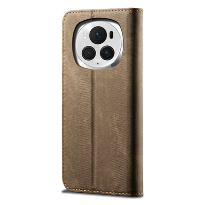 For Honor Magic6 Pro Denim Texture Flip Leather Phone Case(Khaki) - Honor Cases by PMC Jewellery | Online Shopping South Africa | PMC Jewellery | Buy Now Pay Later Mobicred