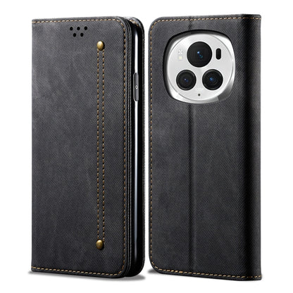 For Honor Magic6 Pro Denim Texture Flip Leather Phone Case(Black) - Honor Cases by PMC Jewellery | Online Shopping South Africa | PMC Jewellery | Buy Now Pay Later Mobicred