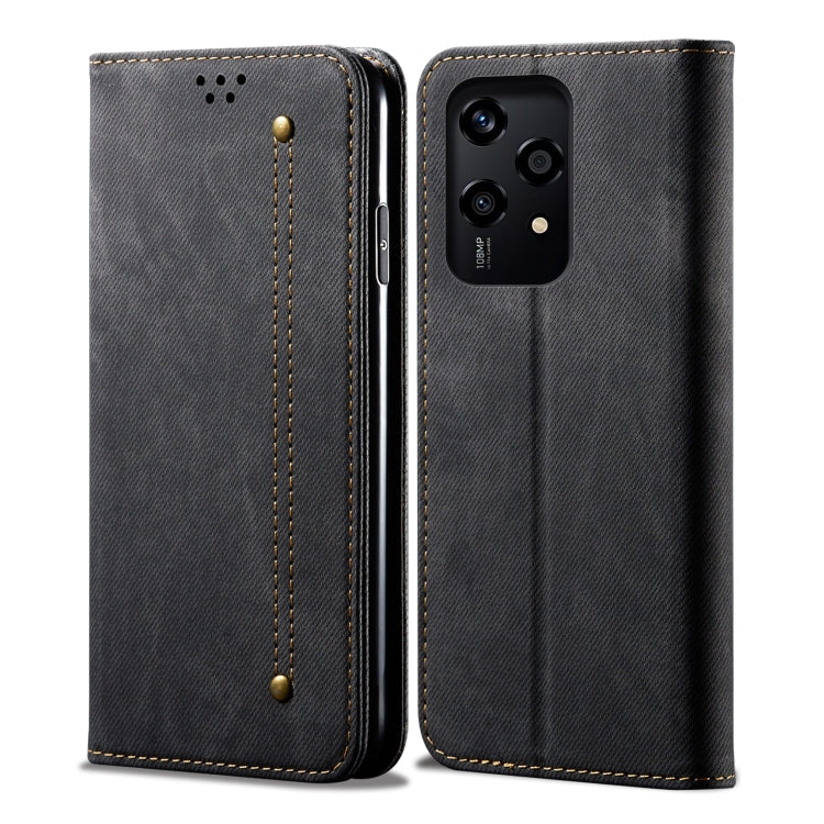 For Honor 200 Lite Global Denim Texture Flip Leather Phone Case(Black) - Honor Cases by PMC TechLife | Online Shopping South Africa | PMC TechLife | Buy Now Pay Later Mobicred
