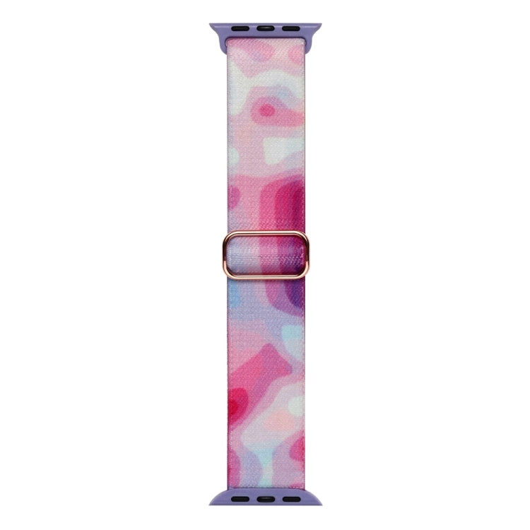 For Apple Watch SE 2023 40mm Painted Pattern Nylon Replacement Watch Band(Ladder Purple Blue) - Watch Bands by PMc TechLife | Online Shopping South Africa | PMc TechLife | Buy Now Pay Later Mobicred