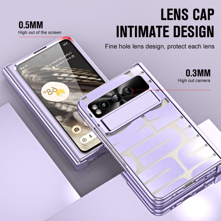 For Google Pixel Fold Integrated Electroplating Folding Phone Case with Pen Slot & Hinge(Purple) - Google Cases by PMC TechLife | Online Shopping South Africa | PMC TechLife | Buy Now Pay Later Mobicred