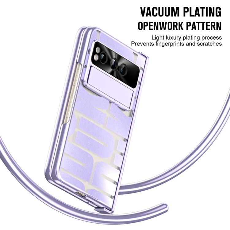 For Google Pixel Fold Integrated Electroplating Folding Phone Case with Pen Slot & Hinge(Purple) - Google Cases by PMC TechLife | Online Shopping South Africa | PMC TechLife | Buy Now Pay Later Mobicred