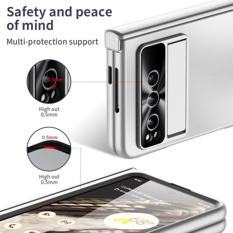 For Google Pixel Fold Integrated Electroplating Folding All-inclusive Phone Case with Hinge(Silver) - Google Cases by PMC TechLife | Online Shopping South Africa | PMC TechLife | Buy Now Pay Later Mobicred