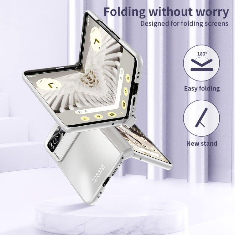 For Google Pixel Fold Integrated Electroplating Folding All-inclusive Phone Case with Hinge(Silver) - Google Cases by PMC TechLife | Online Shopping South Africa | PMC TechLife | Buy Now Pay Later Mobicred