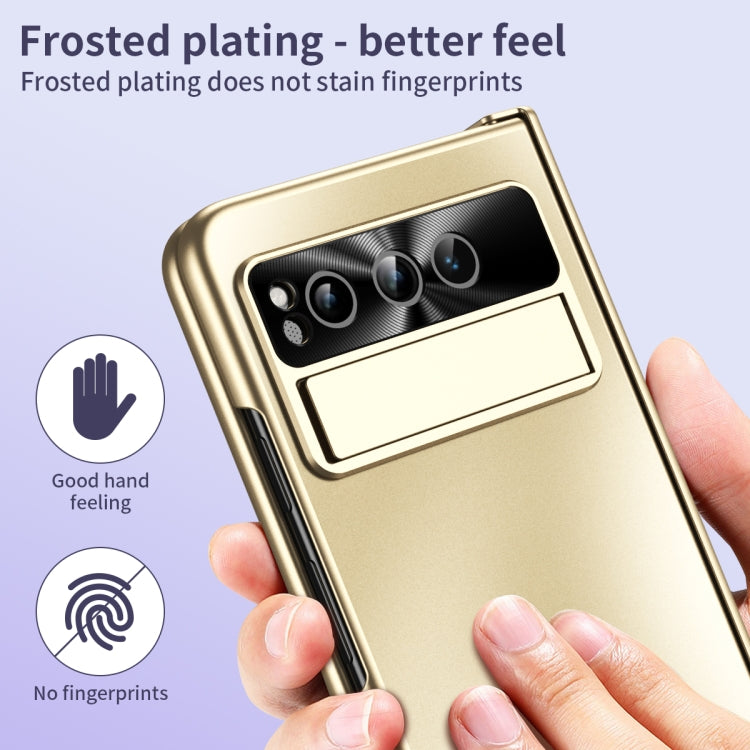 For Google Pixel Fold Integrated Electroplating Folding All-inclusive Phone Case with Pen Slot & Hinge(Gold) - Google Cases by PMC TechLife | Online Shopping South Africa | PMC TechLife | Buy Now Pay Later Mobicred