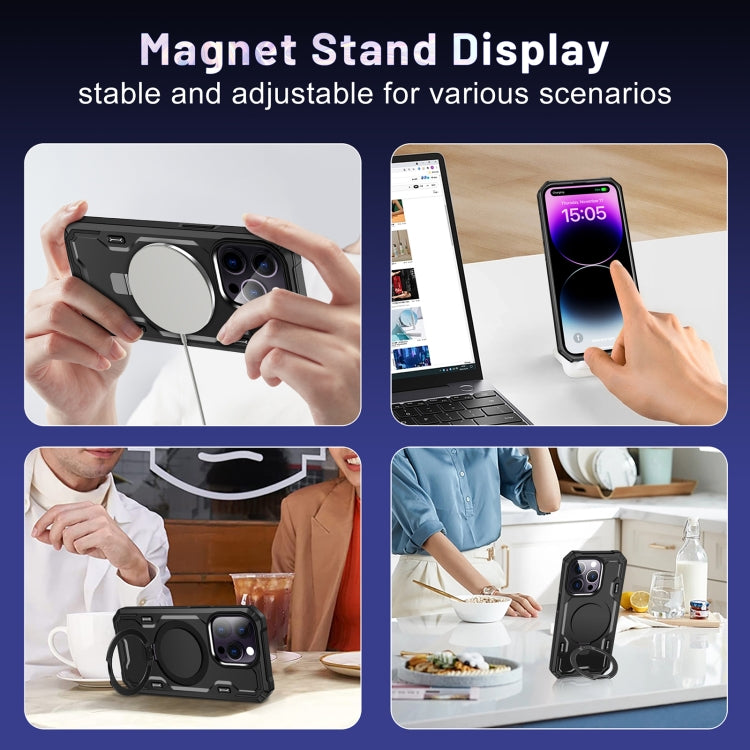 For iPhone 14 / 13 Patronus MagSafe Magnetic Holder Phone Case(Black) - iPhone 14 Cases by PMC TechLife | Online Shopping South Africa | PMC TechLife