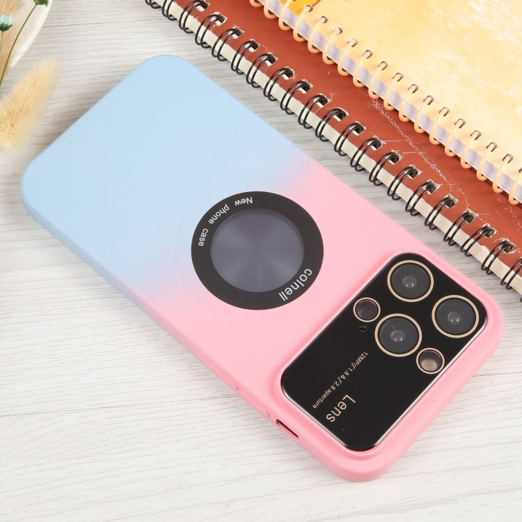 For iPhone 13 Pro Gradient Silicone Shockproof Magsafe Phone Case with Lens Film(Pink Blue) - iPhone 13 Pro Cases by PMC Jewellery | Online Shopping South Africa | PMC Jewellery