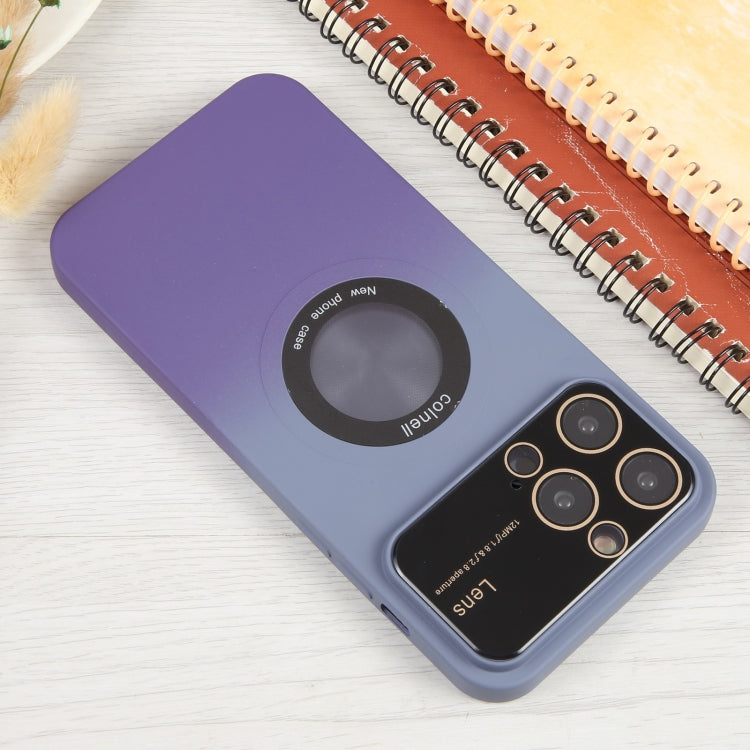 For iPhone 13 Gradient Silicone Shockproof Magsafe Phone Case with Lens Film(Grey Purple) - iPhone 13 Cases by PMC Jewellery | Online Shopping South Africa | PMC Jewellery