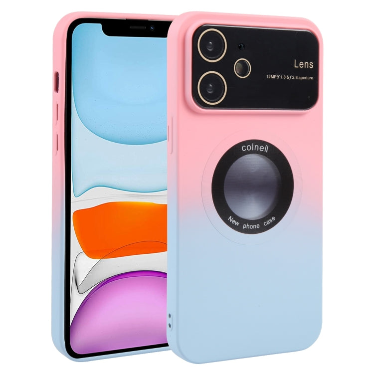 For iPhone 11 Gradient Silicone Shockproof Magsafe Phone Case with Lens Film(Pink Blue) - iPhone 11 Cases by PMC Jewellery | Online Shopping South Africa | PMC Jewellery