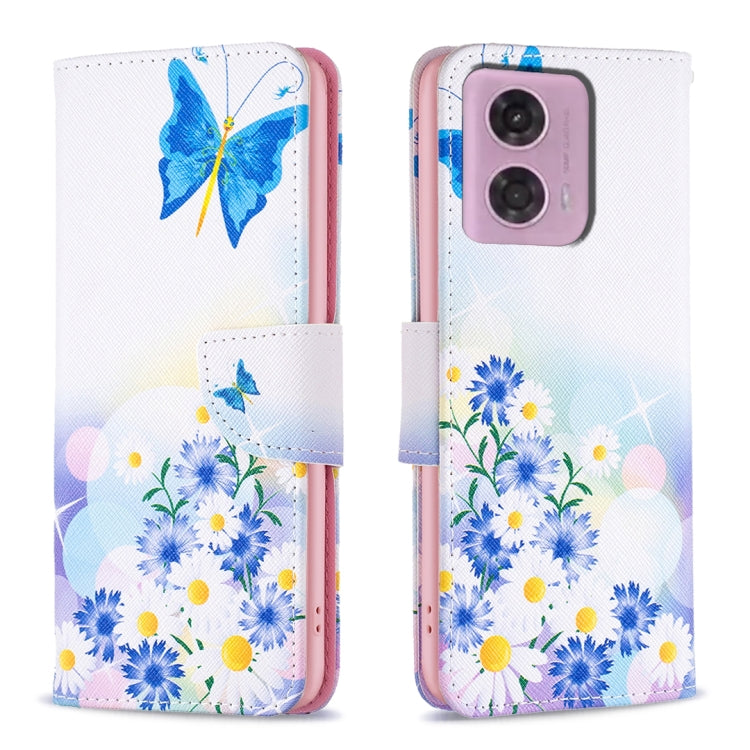 For Motorola Moto G34 5G Colored Drawing Pattern Leather Phone Case(Butterfly Love) - Motorola Cases by PMC TechLife | Online Shopping South Africa | PMC TechLife | Buy Now Pay Later Mobicred