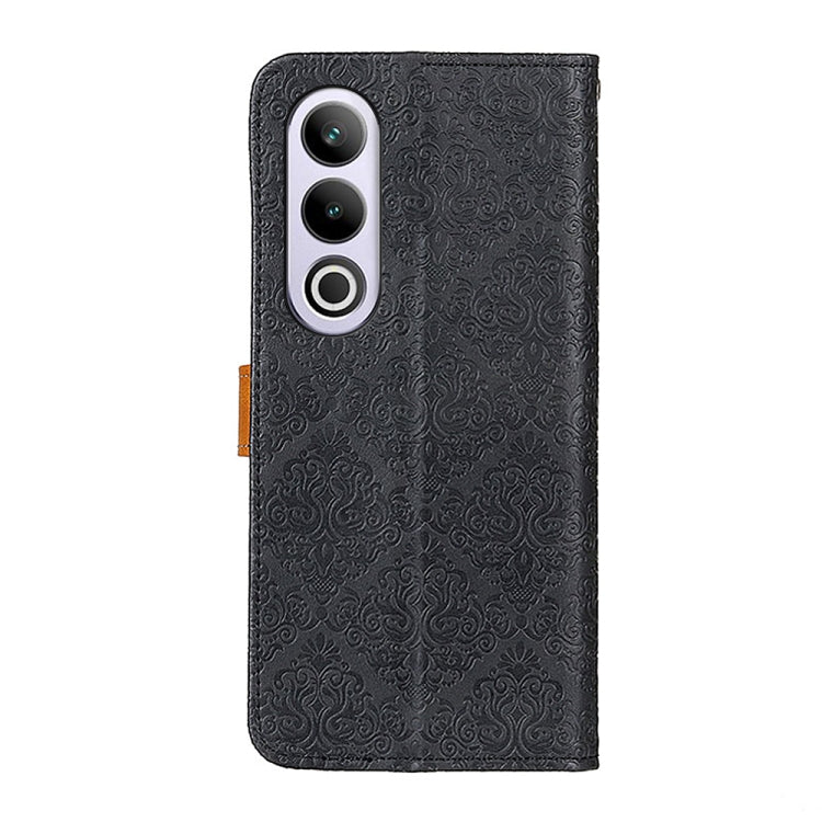 For OnePlus Nord CE4 5G / K12 5G European Floral Embossed Flip Leather Phone Case(Black) - OnePlus Cases by PMC Jewellery | Online Shopping South Africa | PMC Jewellery | Buy Now Pay Later Mobicred