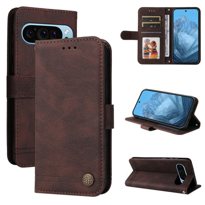 For Google Pixel 9 Skin Feel Life Tree Metal Button Leather Phone Case(Brown) - Google Cases by PMC Jewellery | Online Shopping South Africa | PMC Jewellery | Buy Now Pay Later Mobicred