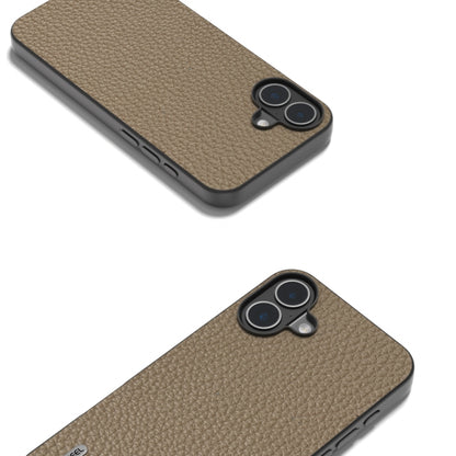 For iPhone 16 ABEEL Genuine Leather Litchi Texture Phone Case(Grey) - iPhone 16 Cases by PMC Jewellery | Online Shopping South Africa | PMC Jewellery | Buy Now Pay Later Mobicred