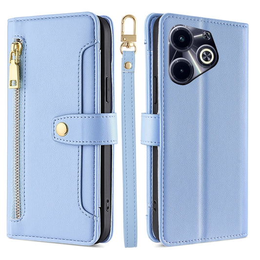 For Infinix Hot 40i Sheep Texture Cross-body Zipper Wallet Leather Phone Case(Blue) - Infinix Cases by PMC Jewellery | Online Shopping South Africa | PMC Jewellery | Buy Now Pay Later Mobicred