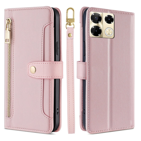 For Infinix Note 40 Pro 5G Sheep Texture Cross-body Zipper Wallet Leather Phone Case(Pink) - Infinix Cases by PMC Jewellery | Online Shopping South Africa | PMC Jewellery | Buy Now Pay Later Mobicred