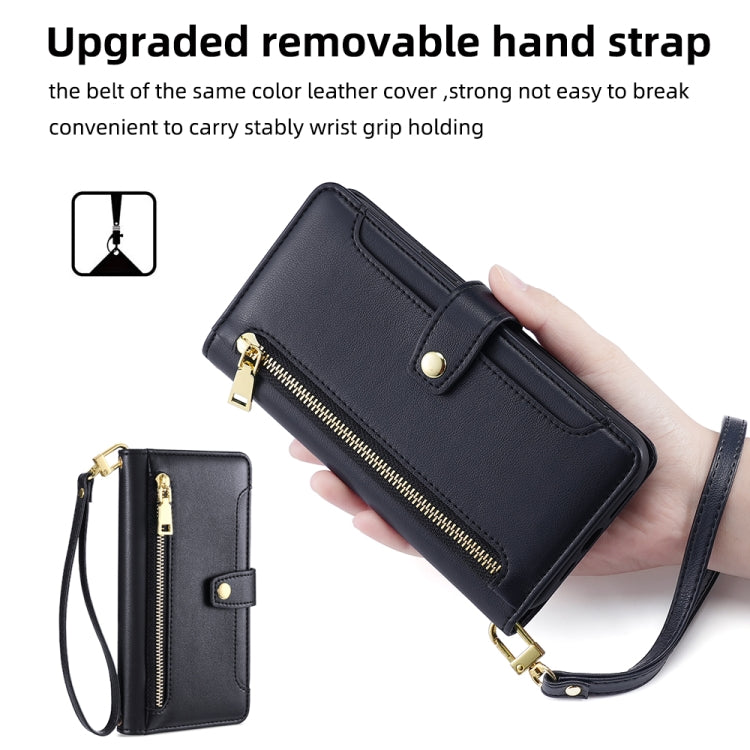 For Infinix Note 40 4G Sheep Texture Cross-body Zipper Wallet Leather Phone Case(Black) - Infinix Cases by PMC TechLife | Online Shopping South Africa | PMC TechLife | Buy Now Pay Later Mobicred