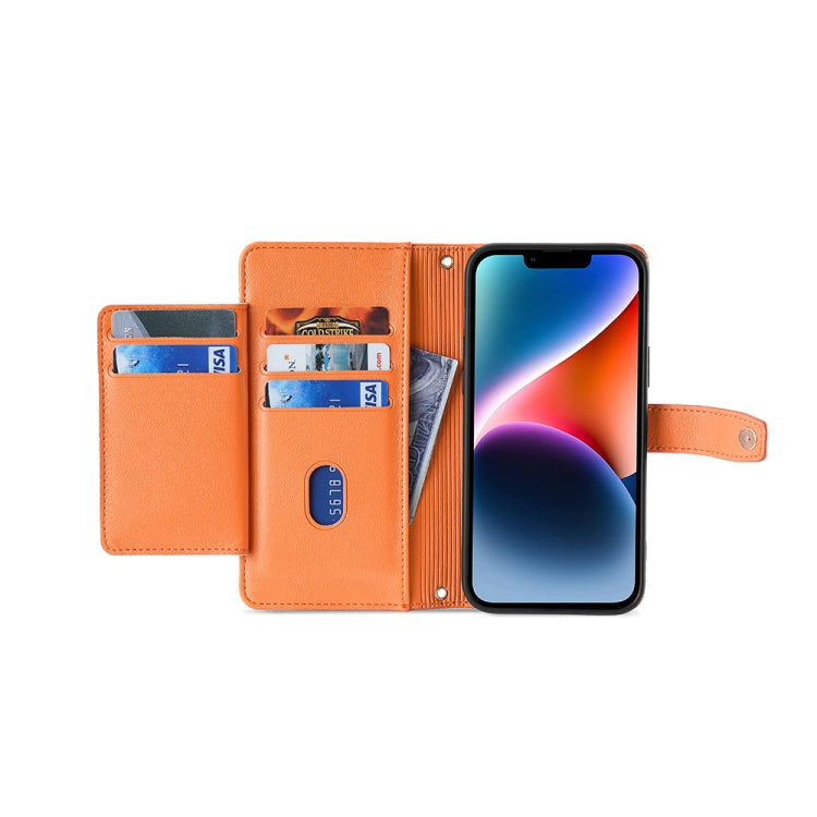 For Tecno Camon 20 Pro 4G Sheep Texture Cross-body Zipper Wallet Leather Phone Case(Orange) - Tecno Cases by PMC TechLife | Online Shopping South Africa | PMC TechLife | Buy Now Pay Later Mobicred