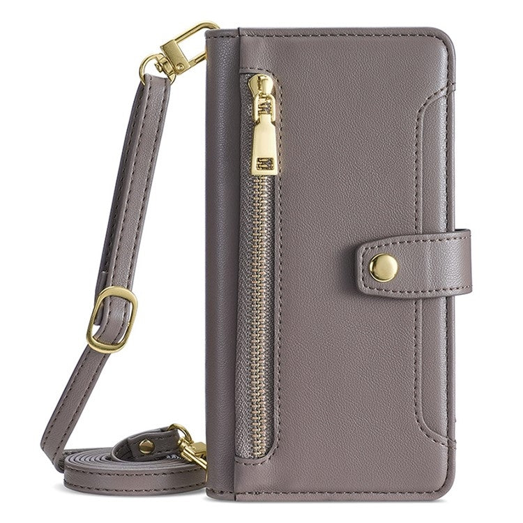 For Tecno Camon 30 Sheep Texture Cross-body Zipper Wallet Leather Phone Case(Grey) - Tecno Cases by PMC TechLife | Online Shopping South Africa | PMC TechLife | Buy Now Pay Later Mobicred