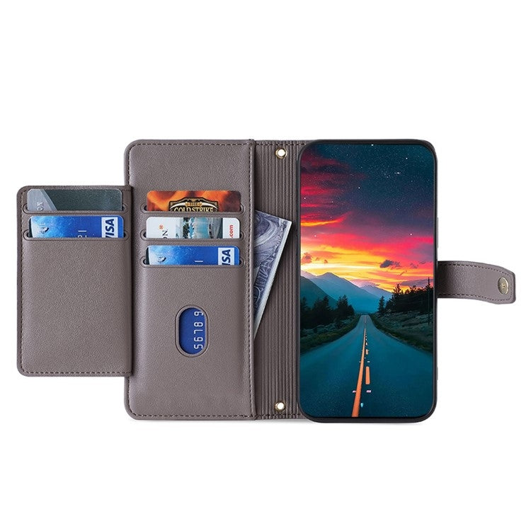 For Tecno Camon 30 Sheep Texture Cross-body Zipper Wallet Leather Phone Case(Grey) - Tecno Cases by PMC TechLife | Online Shopping South Africa | PMC TechLife | Buy Now Pay Later Mobicred