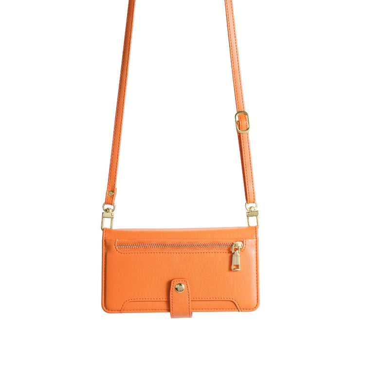 For Sharp Aqous Wish3 Sheep Texture Cross-body Zipper Wallet Leather Phone Case(Orange) - More Brand by PMC TechLife | Online Shopping South Africa | PMC TechLife | Buy Now Pay Later Mobicred