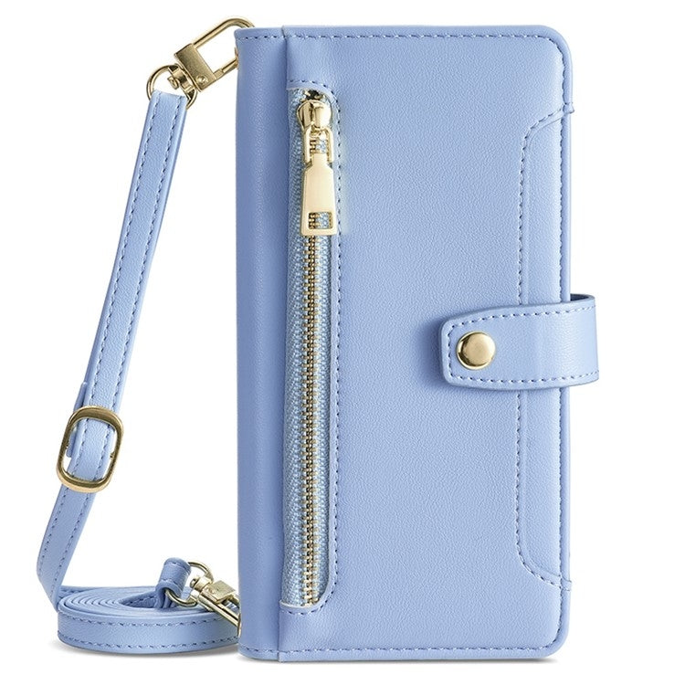 For Sharp Aquos R9 Sheep Texture Cross-body Zipper Wallet Leather Phone Case(Blue) - More Brand by PMC TechLife | Online Shopping South Africa | PMC TechLife | Buy Now Pay Later Mobicred