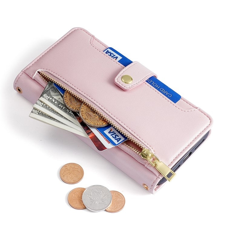 For Sharp Aquos R9 Sheep Texture Cross-body Zipper Wallet Leather Phone Case(Pink) - More Brand by PMC TechLife | Online Shopping South Africa | PMC TechLife | Buy Now Pay Later Mobicred