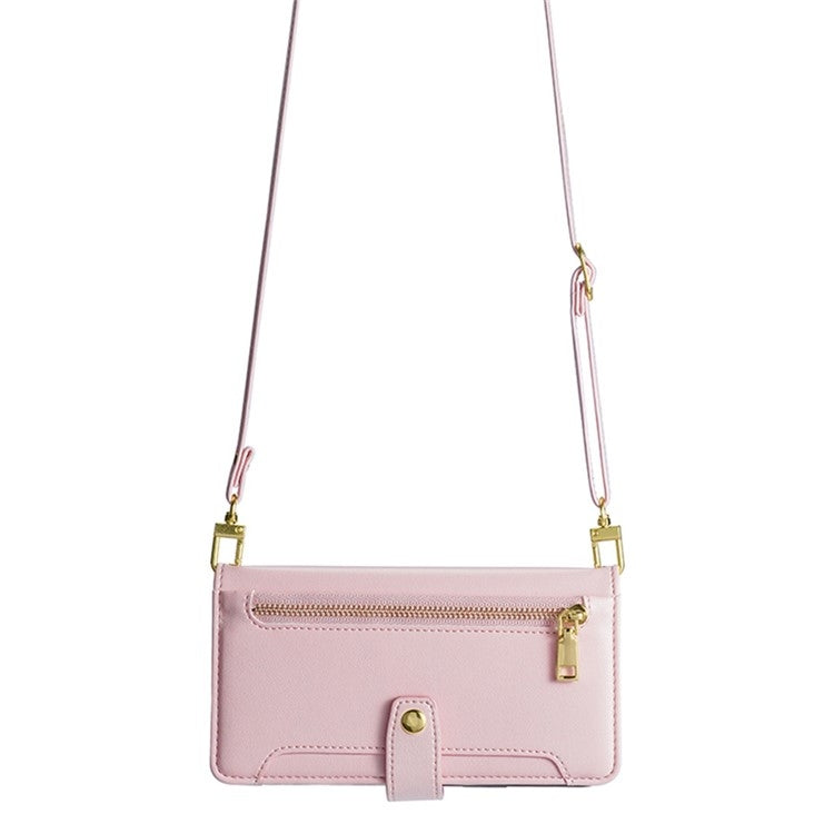 For Sharp Aquos R9 Sheep Texture Cross-body Zipper Wallet Leather Phone Case(Pink) - More Brand by PMC TechLife | Online Shopping South Africa | PMC TechLife | Buy Now Pay Later Mobicred