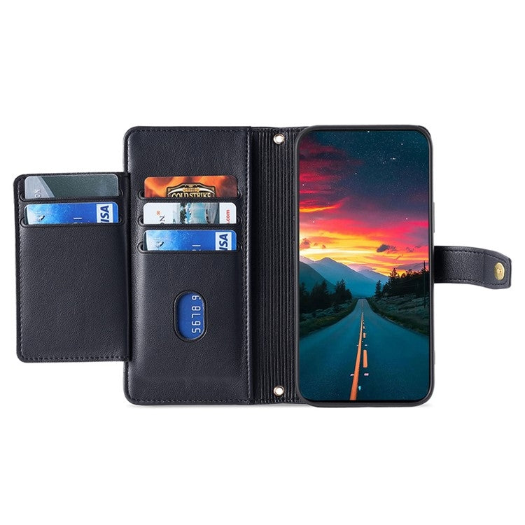For Sharp Aquos Wish4 Sheep Texture Cross-body Zipper Wallet Leather Phone Case(Black) - More Brand by PMC TechLife | Online Shopping South Africa | PMC TechLife | Buy Now Pay Later Mobicred