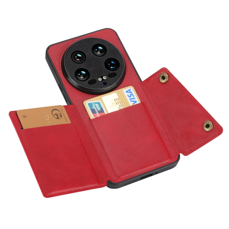 For Xiaomi 14 Ultra Double Buckle Card Slots Magnetic Phone Case(Red) - 14 Ultra Cases by PMC Jewellery | Online Shopping South Africa | PMC Jewellery | Buy Now Pay Later Mobicred